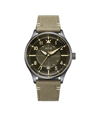 Avi-8 Men's Hawker Hurricane Kent Automatic Gray Leather Strap Watch, 43mm