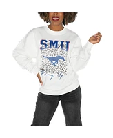 Gameday Couture Women's White Smu Mustangs Drop Shoulder Fleece Pullover Sweatshirt