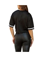 Gameday Couture Women's Black Chicago Bears Mesh Fashion Cropped Jersey Top