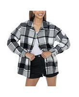 Gameday Couture Women's Grey Oregon Ducks Long Sleeve Brushed Plaid Button-Up Overshirt Jacket