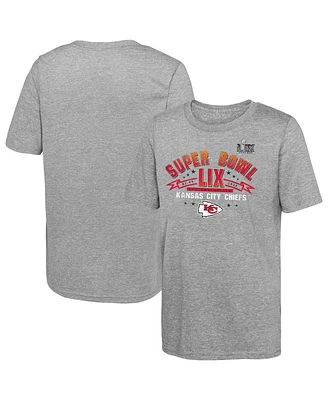 Fanatics Big Boys and Girls Heather Gray Kansas City Chiefs Super Bowl Lix Made It T-Shirt