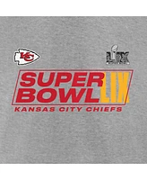 Fanatics Big Boys and Girls Heather Gray Kansas City Chiefs Super Bowl Lix Roster T-Shirt