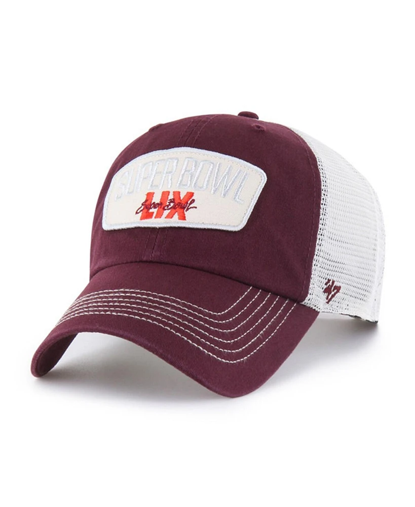 '47 Brand Men's Maroon Super Bowl Lix Carver Clean Up Adjustable Hat