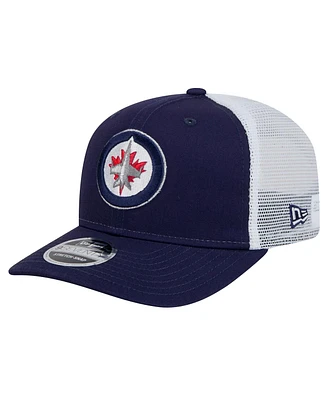 New Era Men's Navy/White Winnipeg Jets Core Trucker 9SEVENTY Stretch-Snap Hat