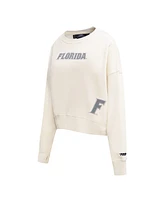 Pro Standard Women's Cream Florida Gators French Terry Boxy Cropped Pullover Crewneck Sweatshirt
