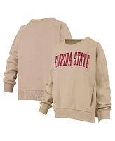 Pressbox Women's Khaki Florida State Seminoles Pocketed Raglan Pullover Sweatshirt