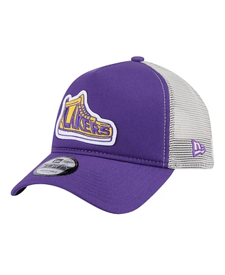 New Era Men's Purple Los Angeles Lakers Victory Grove Vintage Sneaker Trucker 9FORTY Adjustable Hat