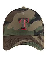 New Era Men's Camo Texas Rangers Woodland Team Pop 9FORTY A-Frame Adjustable Hat