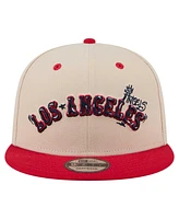 New Era Men's Cream/Red Los Angeles Angels Cooperstown Collection Team Art 9FIFTY Snapback Hat