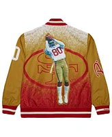 Mitchell & Ness Men's Jerry Rice Scarlet San Francisco 49ers Retired Player Graphic Full-Zip Satin Jacket