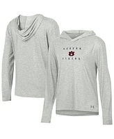 Under Armour Women's Heather Gray Auburn Tigers Super-Soft Breezy Long Sleeve Tri-Blend Hoodie T-Shirt