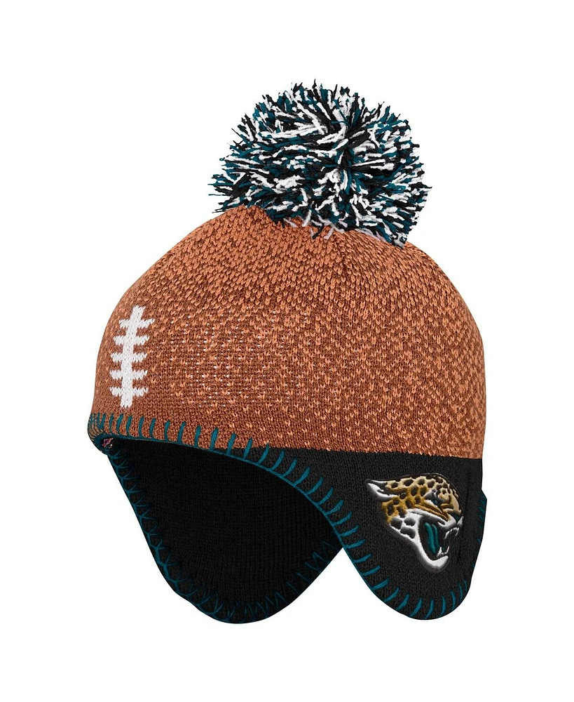 Outerstuff Preschool Brown Jacksonville Jaguars Football Head with Pom Knit Hat