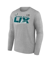 Fanatics Men's Heather Gray Philadelphia Eagles Super Bowl Lix Big Tall Quick Pass Long Sleeve T-Shirt