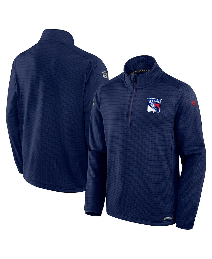 Fanatics Men's Navy New York Rangers Big Tall Authentic Pro Quarter-Zip Top