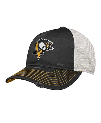 Outerstuff Big Boys and Girls Black Pittsburgh Penguins Slouch Trucker Adjustable Hat