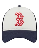 New Era Men's White/Navy Boston Red Sox Checkered Flag A-Frame Trucker 9FORTY Adjustable Hat