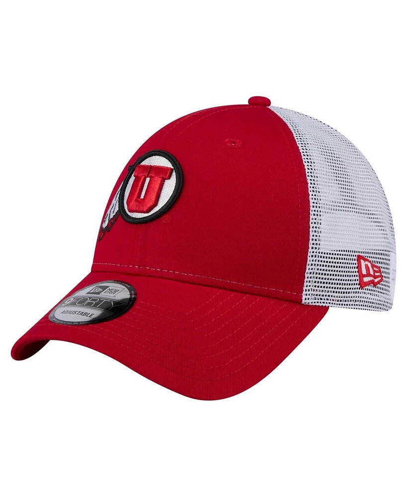 New Era Men's Red Utah Utes Trucker 9FORTY Adjustable Hat