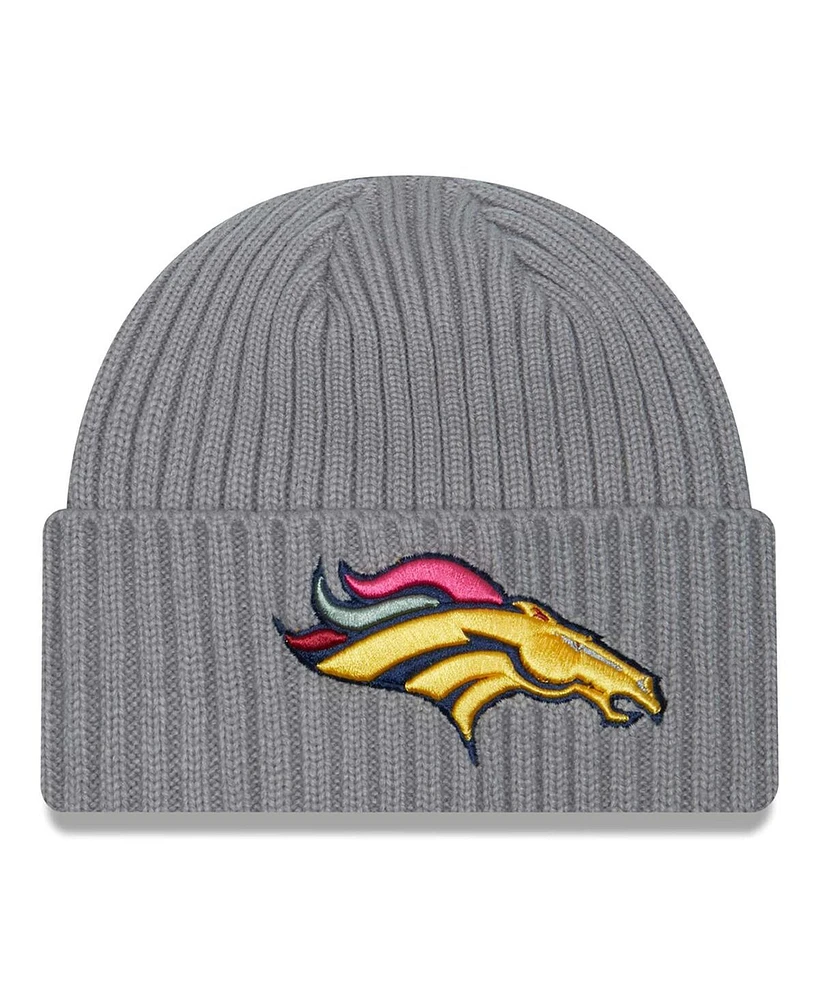 New Era Men's Gray Denver Broncos Color Pack Multi Cuffed Knit Hat