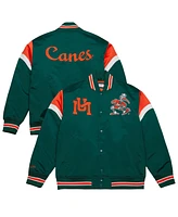 Mitchell & Ness Men's Green Miami Hurricanes Heavyweight Satin Full-Snap Jacket