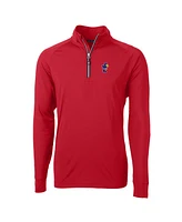 Cutter & Buck Men's Red Kansas Jayhawks Adapt Eco Knit Stretch Quarter-Zip Pullover Top