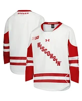 Under Armour Big Boys and Girls White Wisconsin Badgers Replica Hockey Jersey