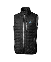 Cutter & Buck Men's Black Detroit Lions Rainier PrimaLoft Eco Insulated Full-Zip Puffer Vest