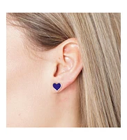 The Lovery Large Lapis Heart Stud Earrings 14k Gold