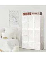Foldable Armoire Wardrobe Closet with 10 Cubes for Organized Storage and Space-Saving Solution