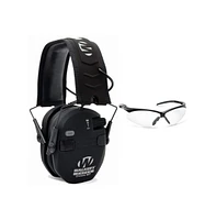 Walker s Razor Slim Electronic Quad Muff (Black) with Shooting Glasses (Clear