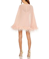 Women's Trapeze Dress with Feather Trim
