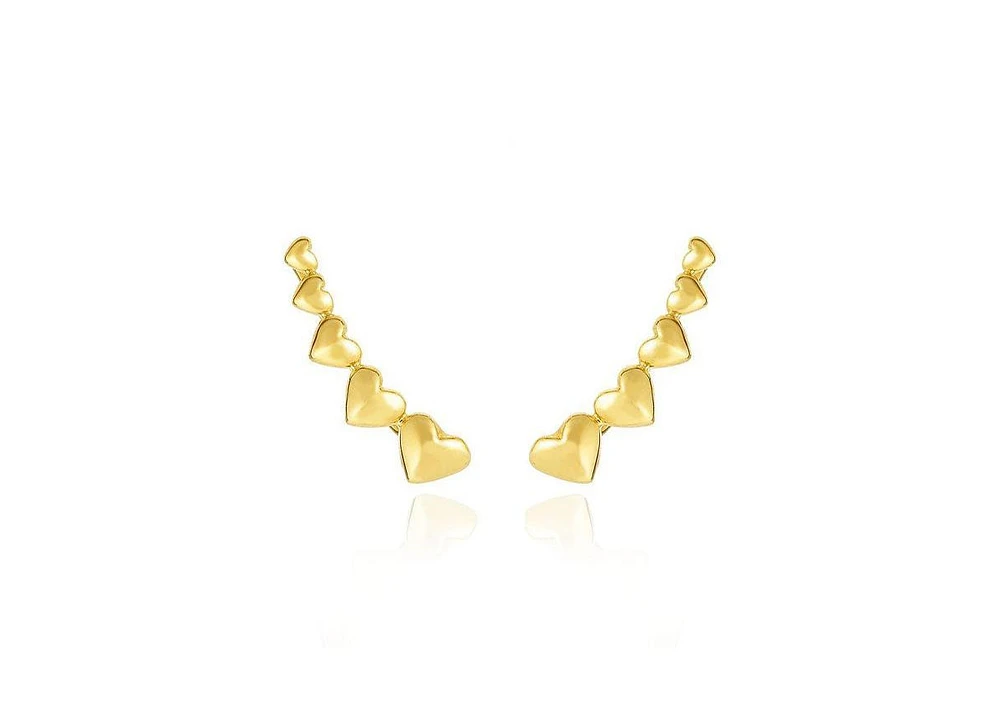 The Lovery Heart Ear Climber Earrings 14k Gold