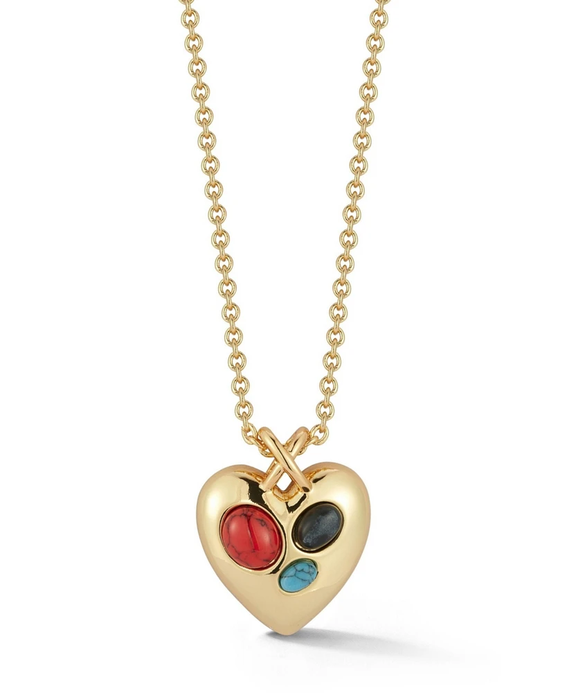 Rachel Zoe Gold Plated Gem Heart Pendant Necklace