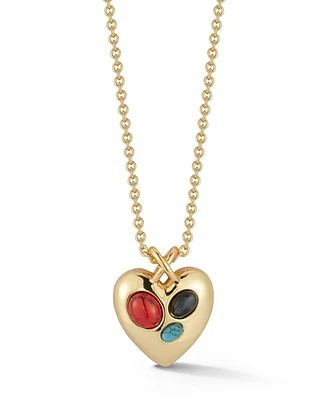 Rachel Zoe Gold Plated Gem Heart Pendant Necklace