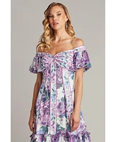 Tadashi Shoji Breeze Floral Print Chiffon Dress