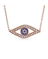 Bling Jewelry Turkish Blue Evil Eye Pendant Necklace with Pave Cz Sterling Silver