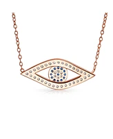 Bling Jewelry Turkish Blue Evil Eye Pendant Necklace with Pave Cz Sterling Silver
