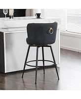 Set of 2 Swivel Bar Stools – Upholstered Bar Chairs with Metal Accents for Kitchen Island, Home Bar, or Dining Room-The Pop Home