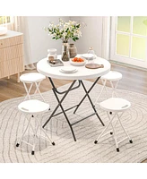 32" Round Folding Table Lightweight Portable Commercial Banquet Table for Picnic