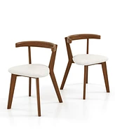 Space-Saving Wood Upholstered Dining Chair Set of 2 with Padded Seat & Curved Back