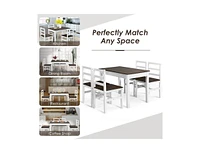 5 Pieces Solid Wood Compact Kitchen Dining Set