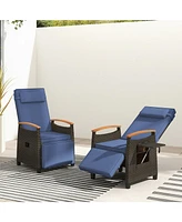 Patio Wicker Recliner Chair with Adjustable Backrest and Footrest
