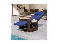 Patio Rattan 360° Swivel Recliner Chair with Adjustable Backrest and Footrest