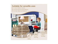 Kids Desk and Chair Set Study Writing Desk with Hutch and Bookshelves-White