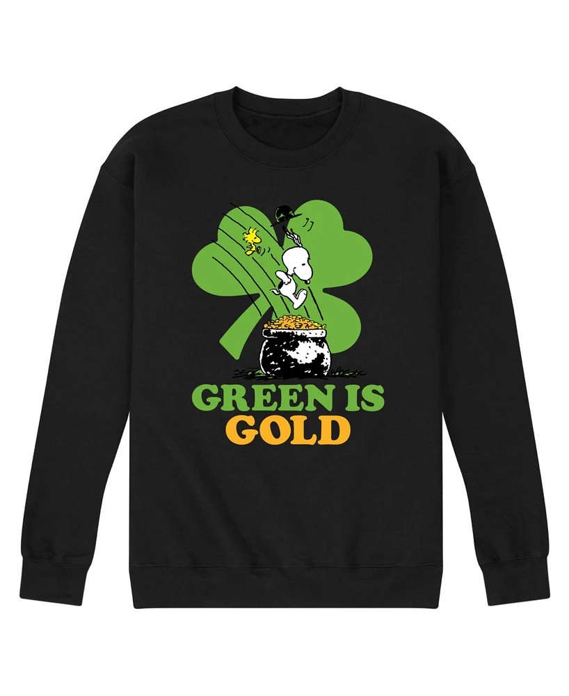 Airwaves Men's Peanuts Green Is Gold Long Sleeve Fleece