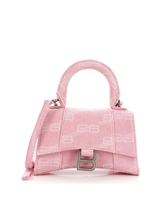 Pre-Owned Balenciaga Xs Hourglass Top Handle Bag Bb Monogram Denim