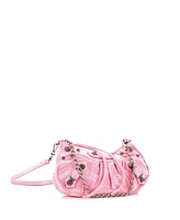 Pre-Owned Balenciaga Mini Le Cagole Giant Studs Shoulder Bag Bb Monogram Denim