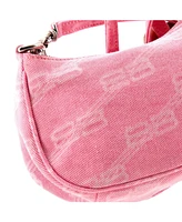 Pre-Owned Balenciaga Mini Le Cagole Giant Studs Shoulder Bag Bb Monogram Denim