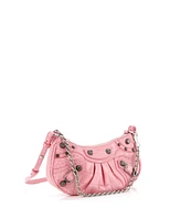 Pre-Owned Balenciaga Mini Le Cagole Giant Studs Chain Shoulder Bag Embossed Leather with Crystals