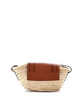 Pre-Owned Chloe Small Marcie Basket Crossbody Bag Raffia and Leather