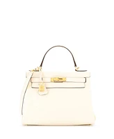 Pre-Owned Hermes Kelly 28 Handbag Light Clemence with Gold Hardware